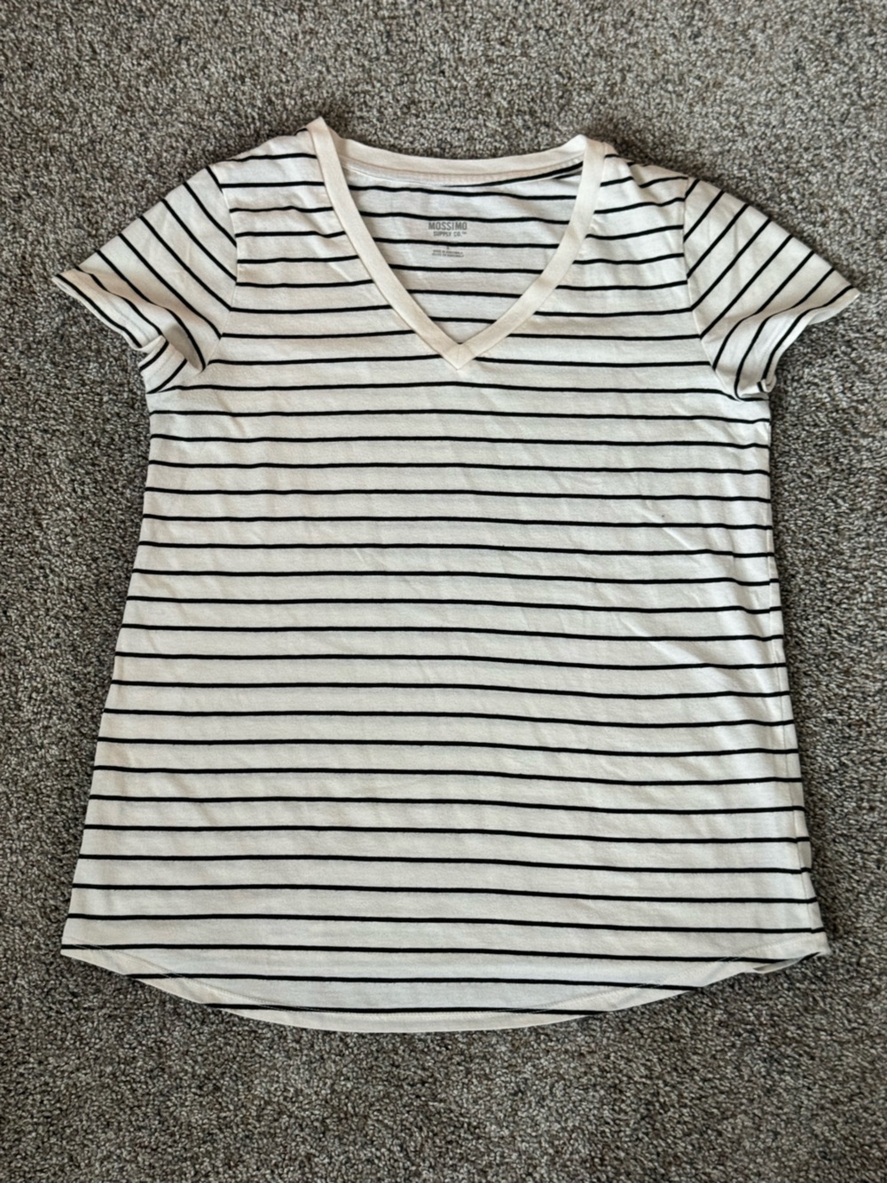Mossimo Supply Co. White Black Striped Short Sleeve Tee